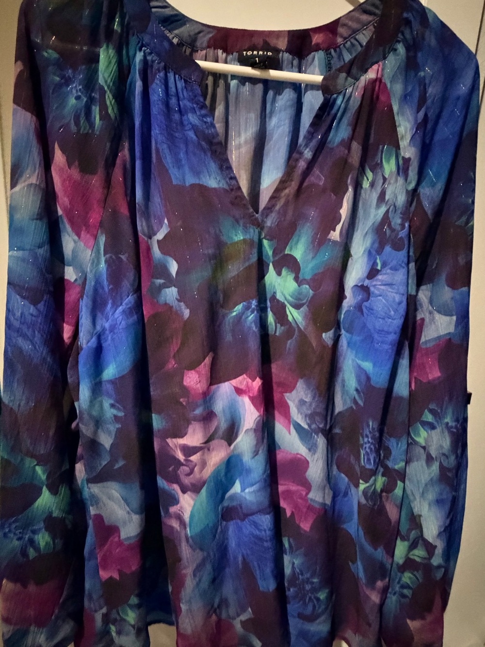 torrid Blue & Purple Floral Peasant Tunic